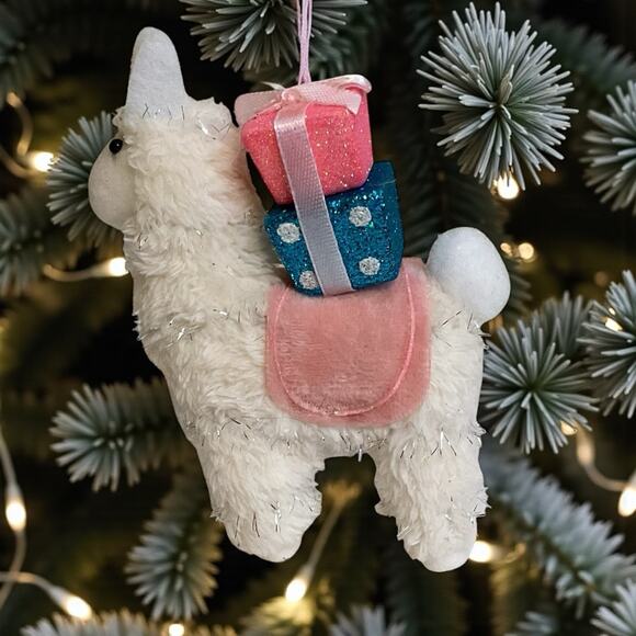 Llama/Alpaca Christmas Ornament Glitter Presents-Cute Holiday Decor Gift - Picture 6 of 6